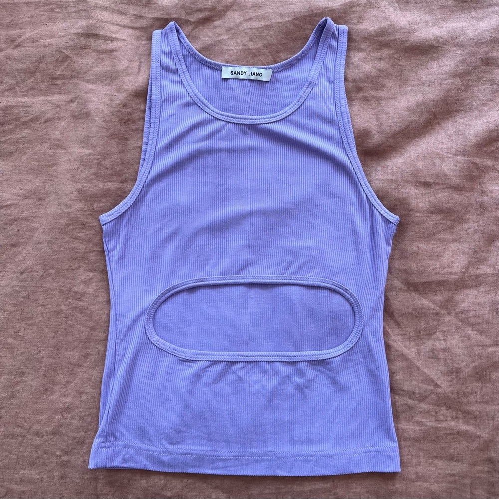 Sandy Liang lavender riblet tank top